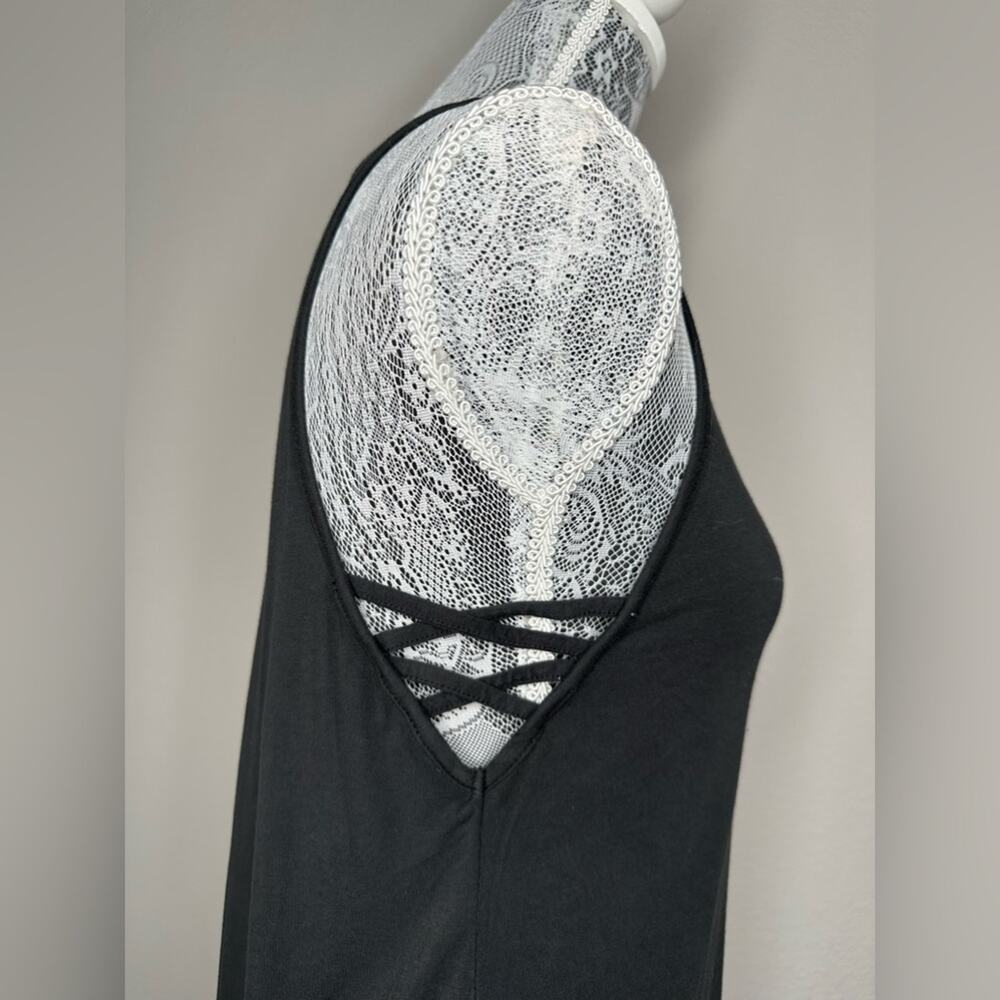 BEBE Bundle of 2 Strappy Side Workout Athleisure Tank Tops Grey Black Size Small - Picture 7 of 7